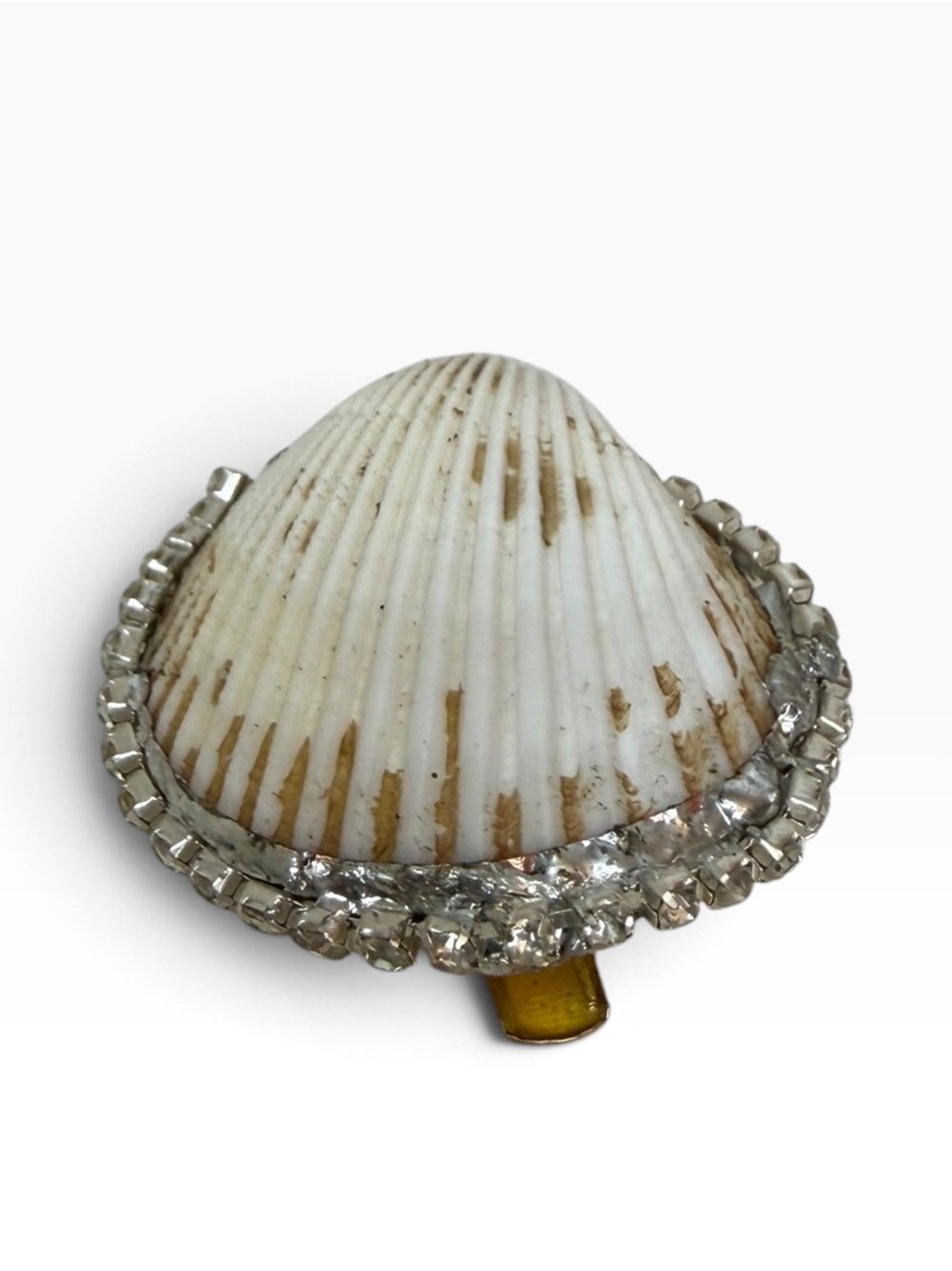 Gold‑Plated Shell Barrette Rhinestone Edge Ocean